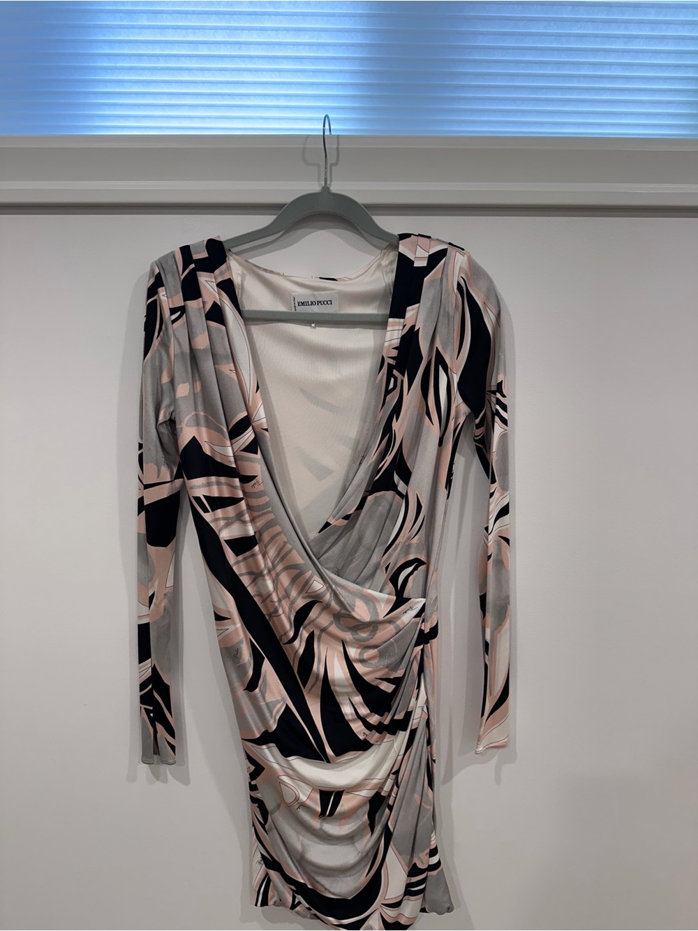 Emilio Pucci 100% Silk Draped Print Dress IT 40 US 6 Made in Italy